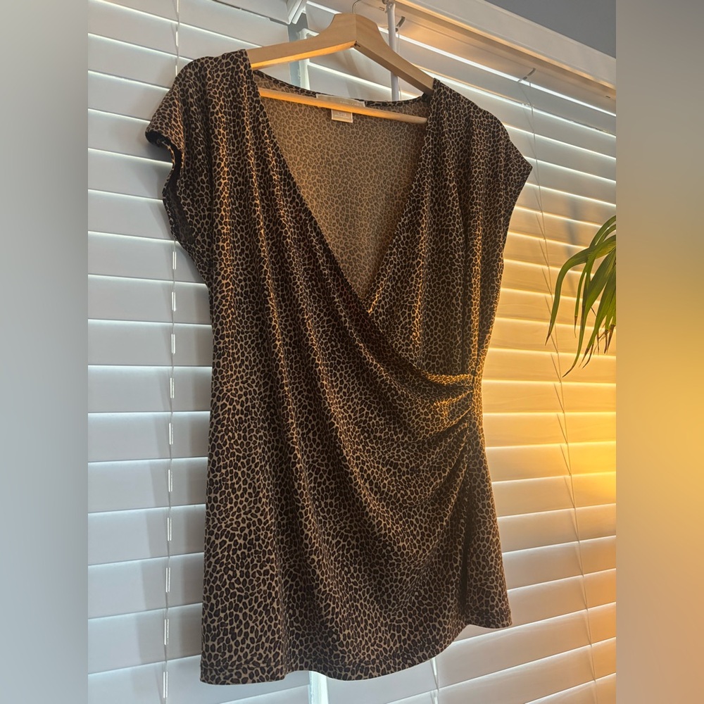 Michael Kors Leopard Print Blouse Size L